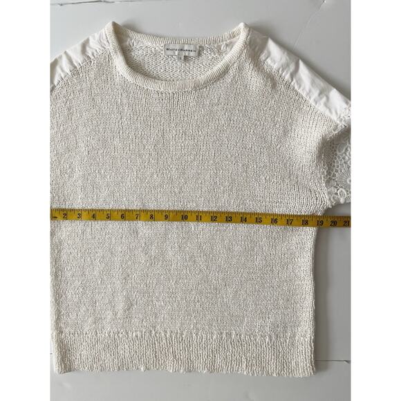 White Warren Sweater Women S White Lace Sleeves Boho Business Casual - Picture 3 of 9